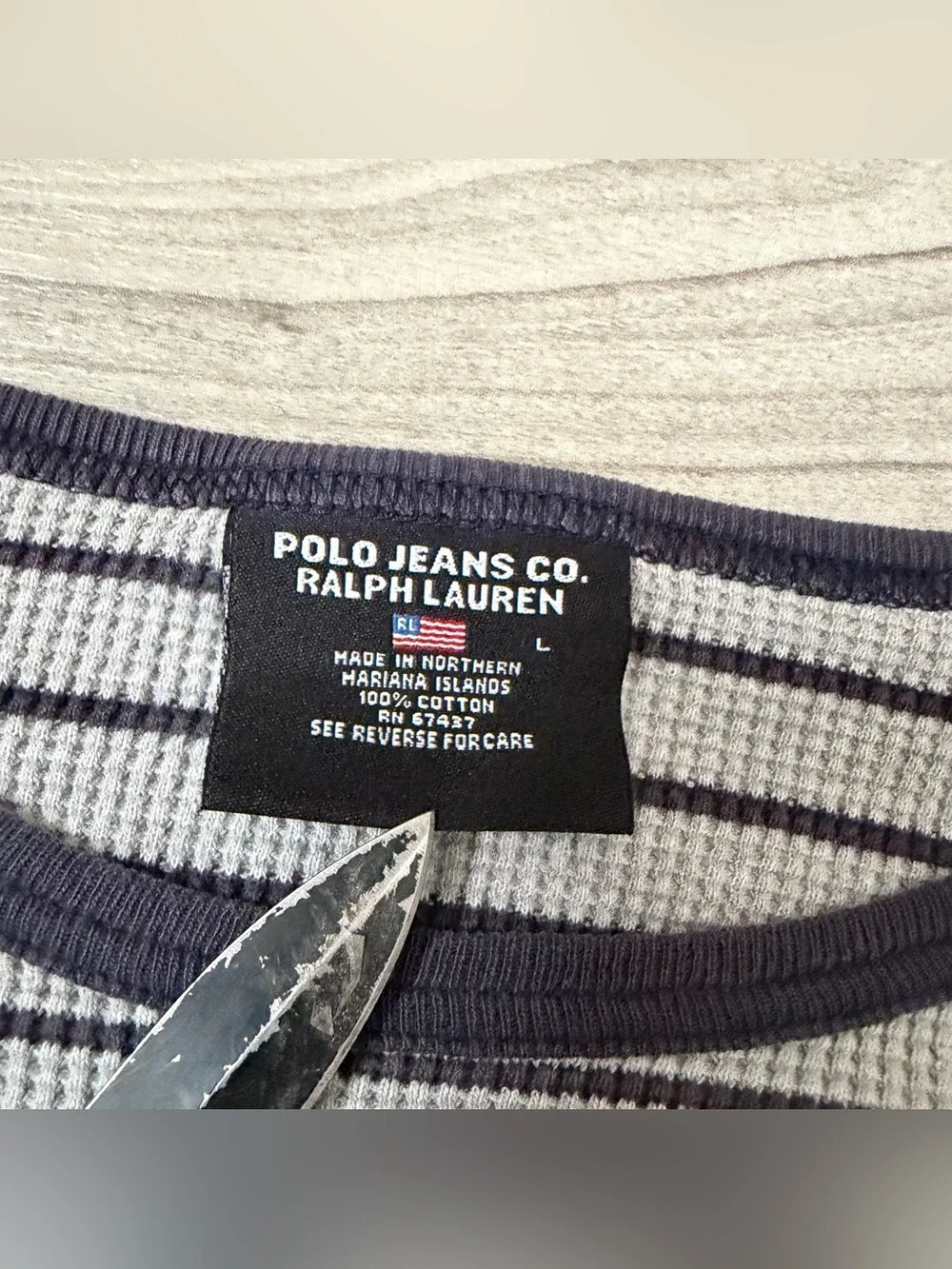 SIZE LARGE MENS VINTAGE 90s POLO JEANS CO. RALPH LAUREN STRIPED THERMAL